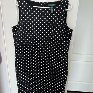 Ralph Lauren Black and White Polka Dot Midi Dress